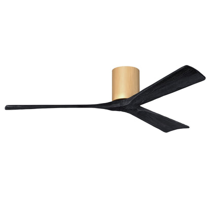 Irene 3 Blade Hugger Ceiling Fan / No Light - 60" / Light Maple / Matte Black