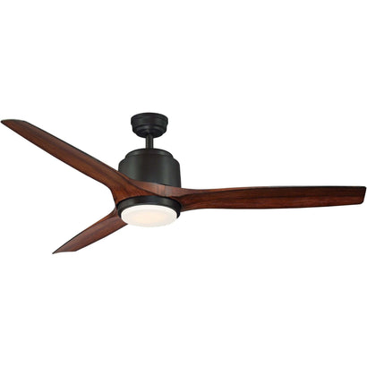 Sora Outdoor 56 Inch Matte Black and Gold Ceiling Fan - Textured Brown