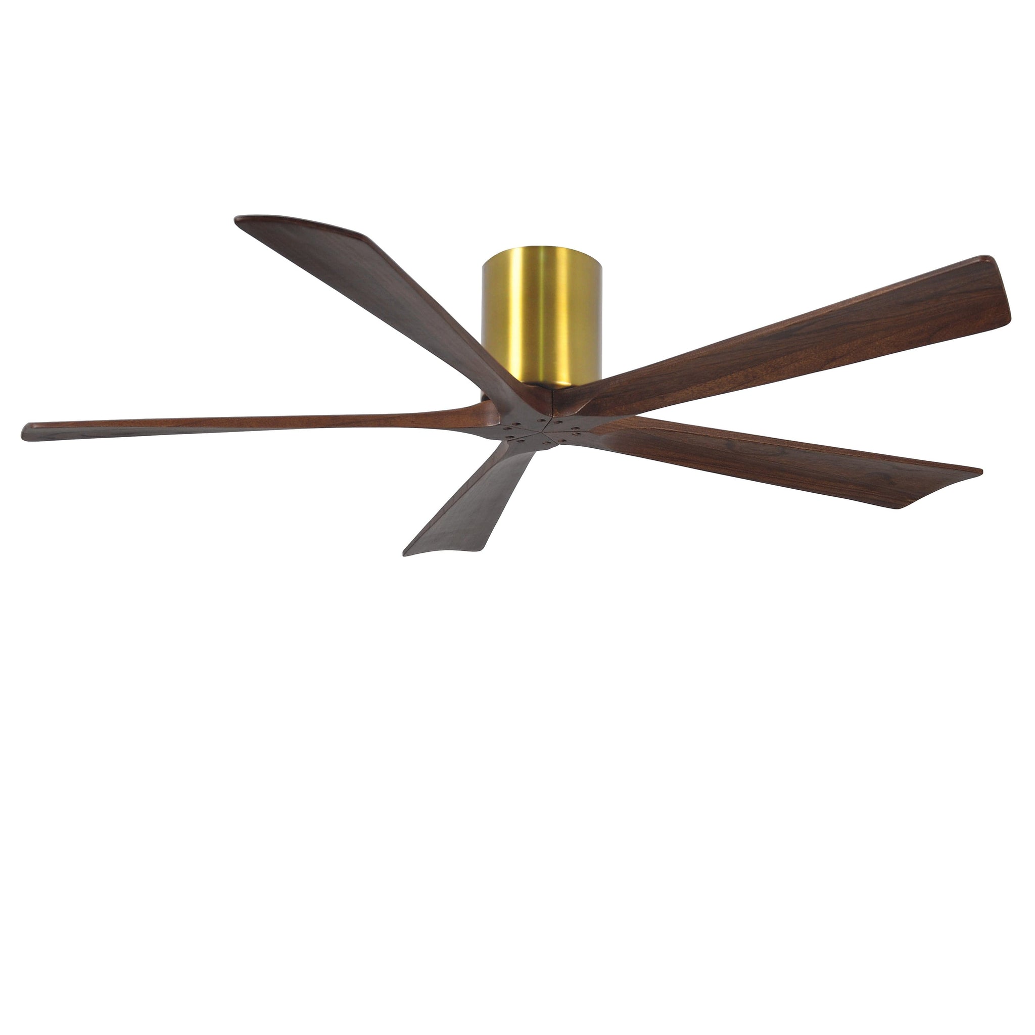 Shown in Brushed Brass with Walnut Tone Blades