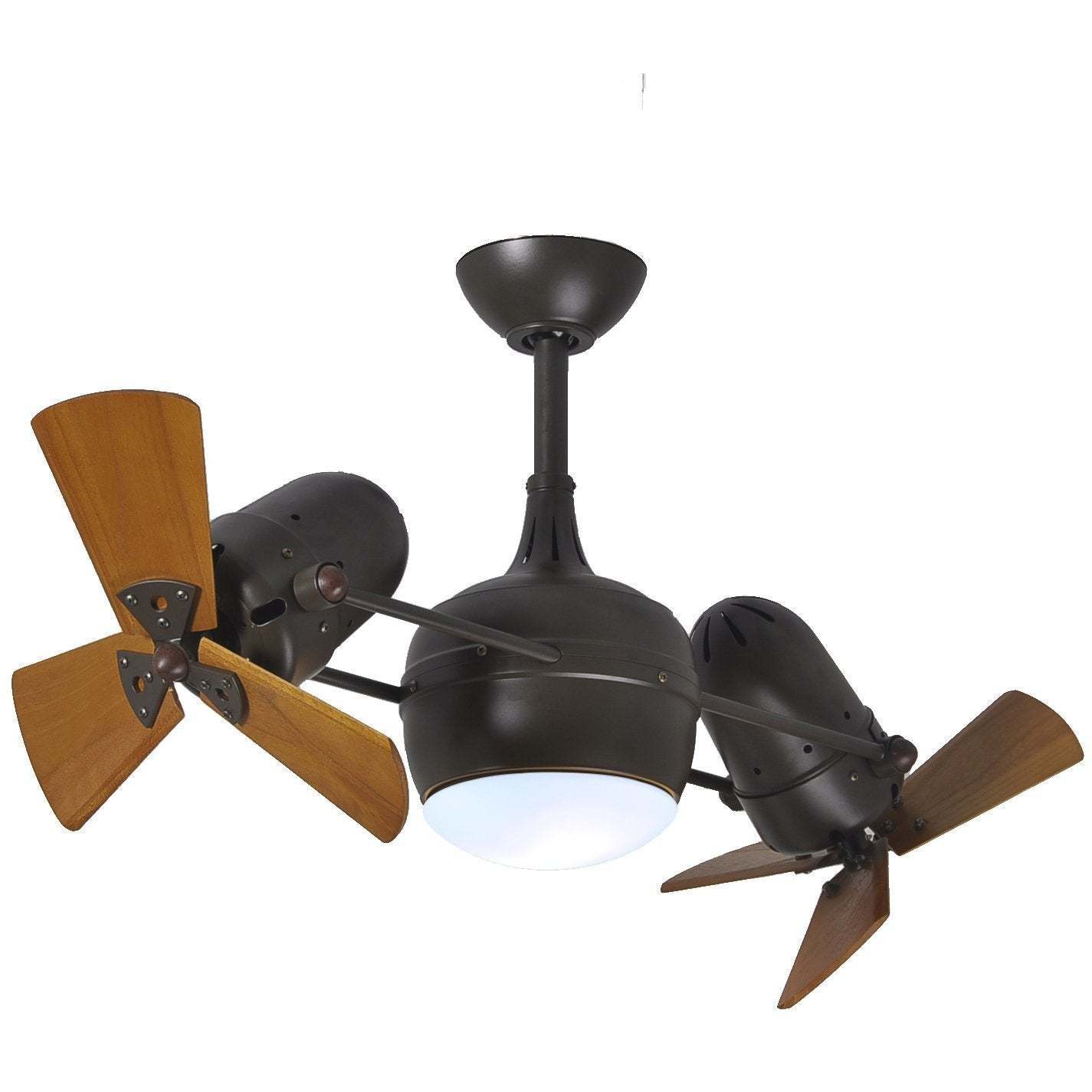 Shown in Textured Bronze with Mahogany Wood Blades and Light Kit