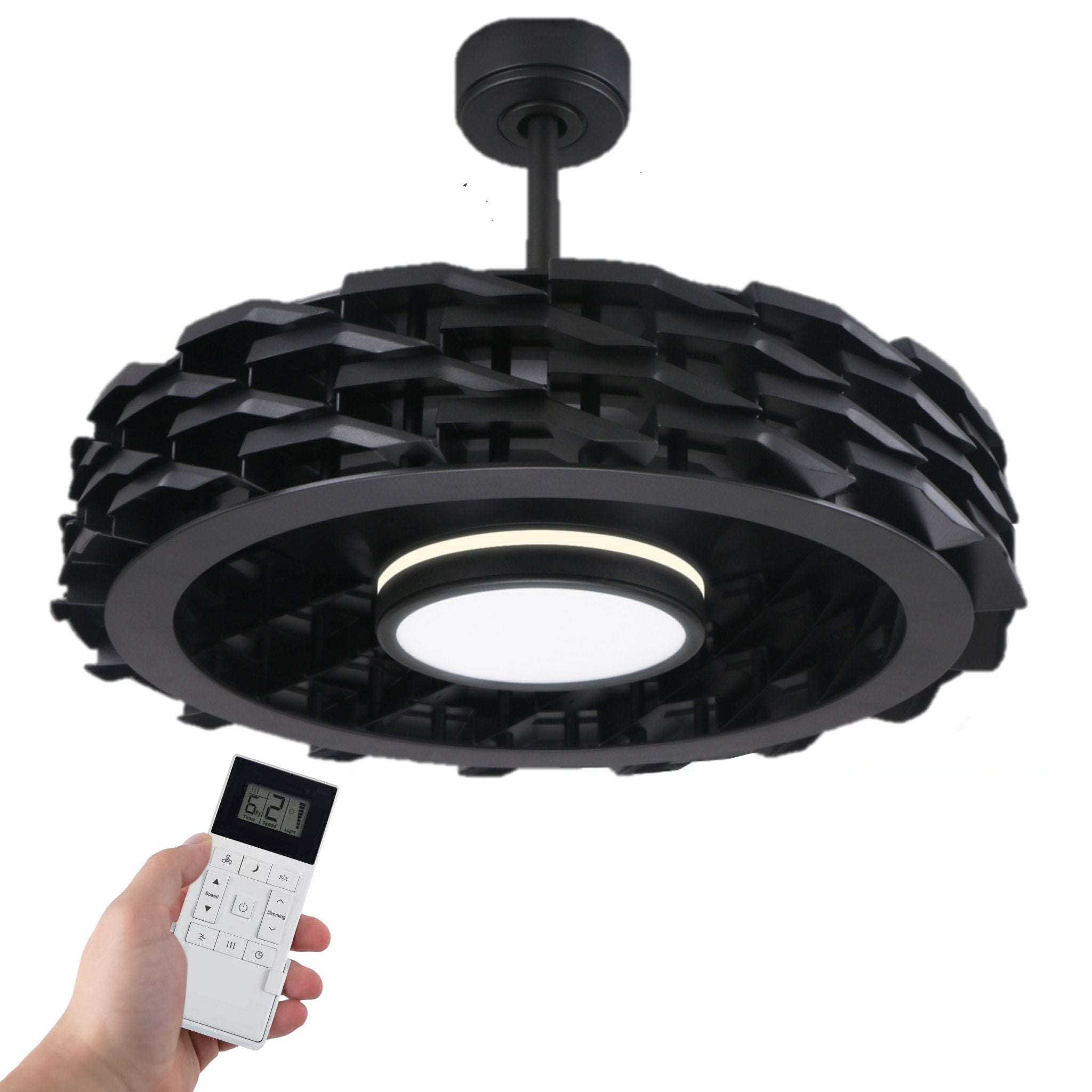 LUMIO Bladeless Ceiling Fan, 6 Speeds with Dimmable LED Light