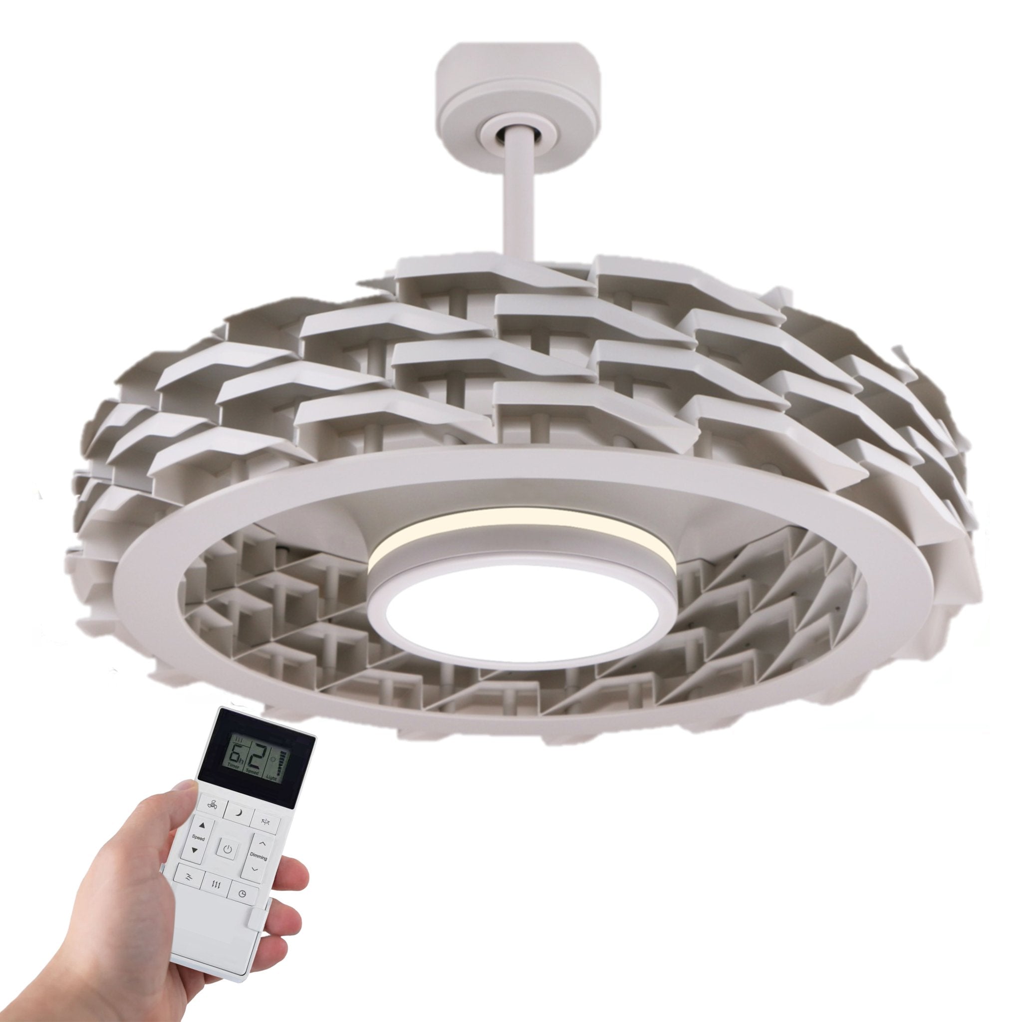 LUMIO Bladeless Ceiling Fan, 6 Speeds with Dimmable LED Light