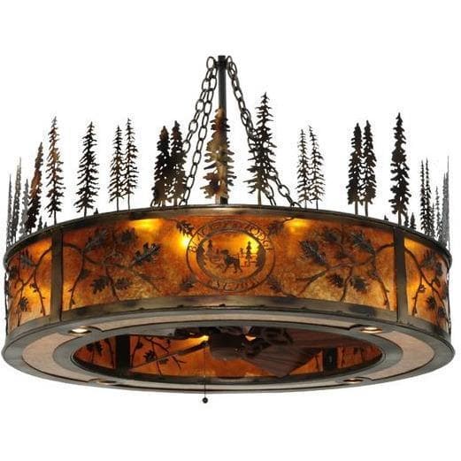 Meyda Tiffany 44"W Personalized Black Dog Lodge W/Uplights Chandel-Air Ceiling Fan - 136761