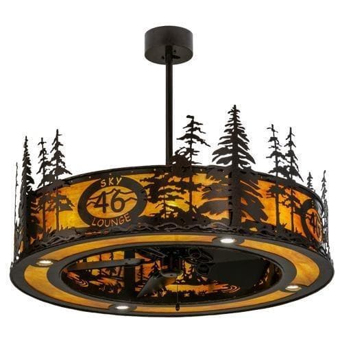 Meyda Tiffany 45"W Tall Pines Custom Logo Up and Downlight LED Chandel-Air Ceiling Fan - 146112