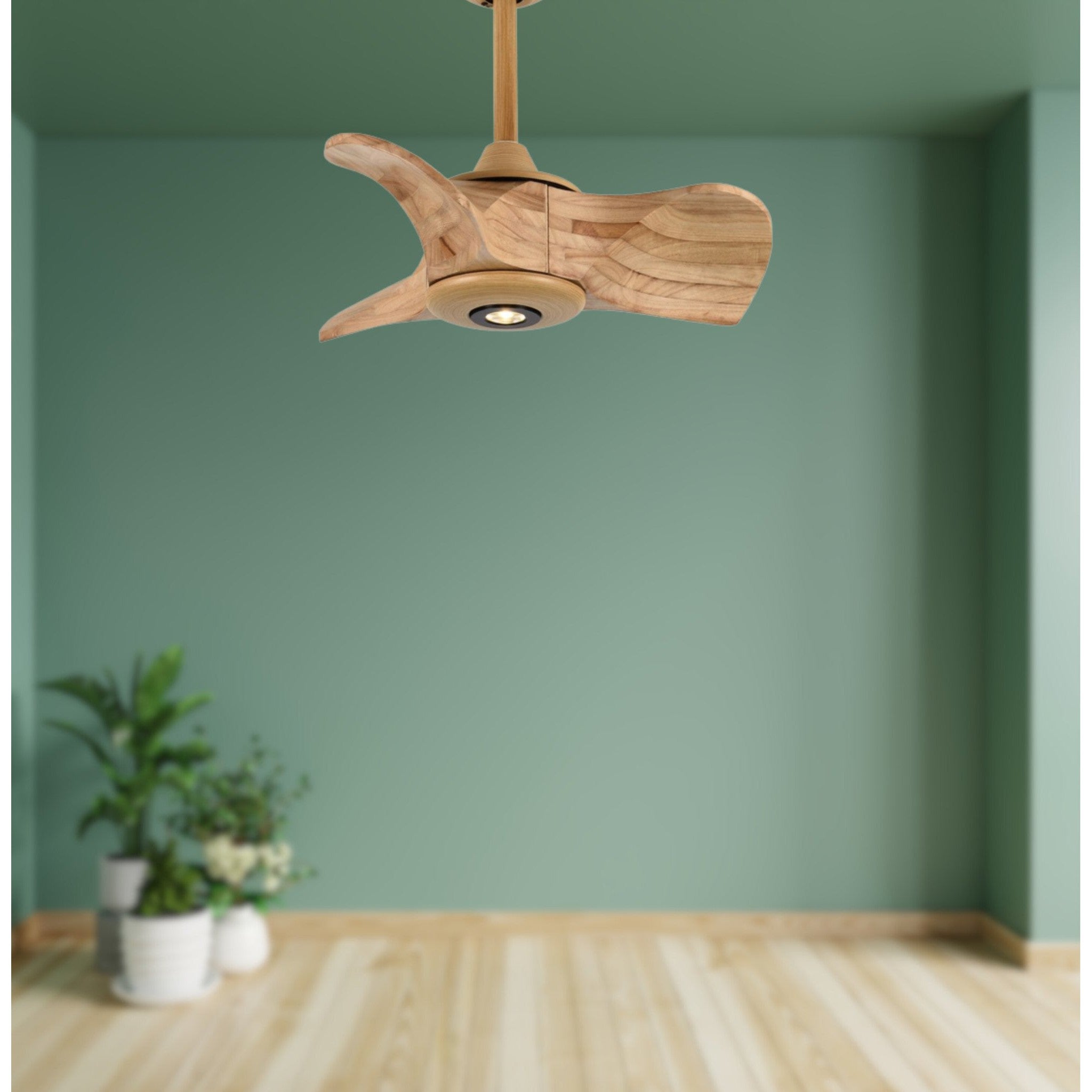 Todays Fans Mini Ceiling Fan 22" with 3 Solid Wood Blades and LED spotlight